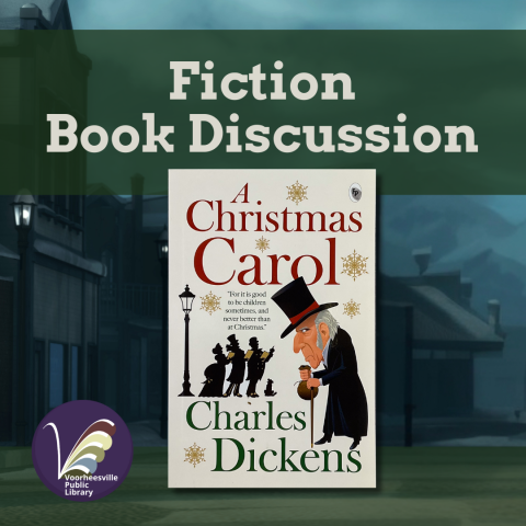 Fiction Book Discussion Group with cover of book, A Christmas Carol