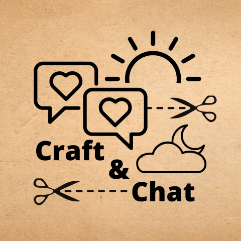 Craft and Chat with scissors, sun and moon icons