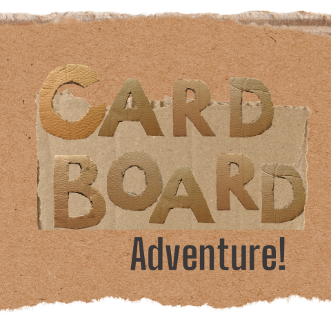 letters from the words, Card board adventure that look like pieces of cardboard