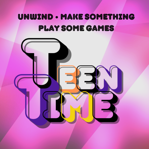 Teen Time letters with a pink striped background