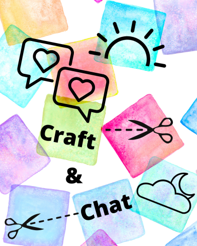 Craft and Chat with scissors, sun and moon icons