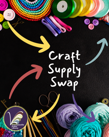 Craft Supply Swap with arrows pointing to various craft supllies