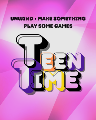 Teen Time letters with a pink striped background