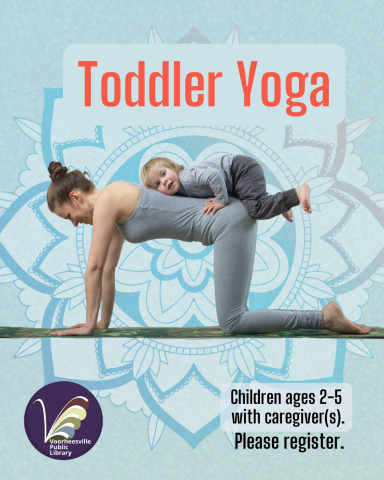 Toddler balancing on their mom who is trying to do a yoga pose.