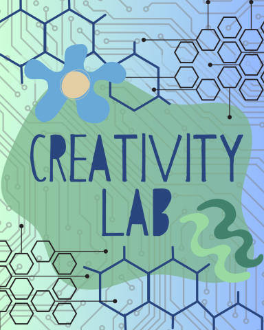 Creativity Lab with a background of tech and art images