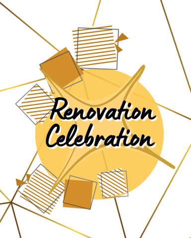 Yellow circle with 50s modern style decorations