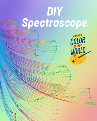 Wavy light lines across a rainbow backdrop