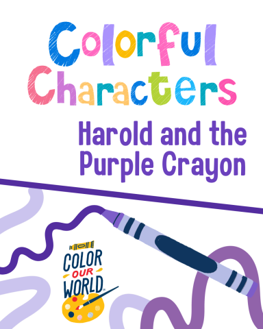 Purple crayon with scribbles across the post