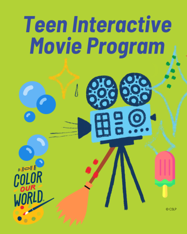 Movie projector with bubbles, broom and a green and pink popsicle