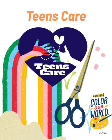 teens care heart with rainbow background
