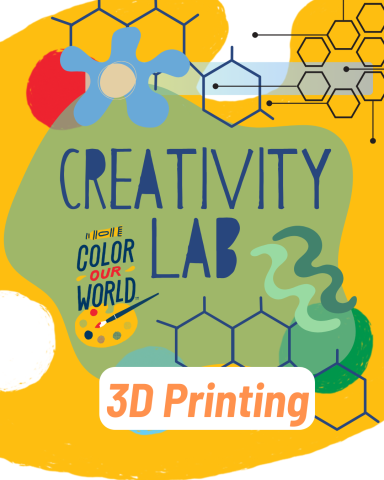 Creativity Lab with a background of tech and art images