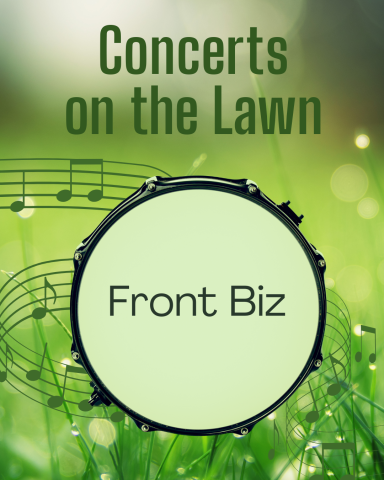 Green Lawn with musical notes. Tops of drum as a frame.