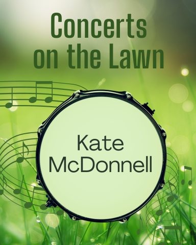 Green Lawn with musical notes. Tops of drum as a frame.