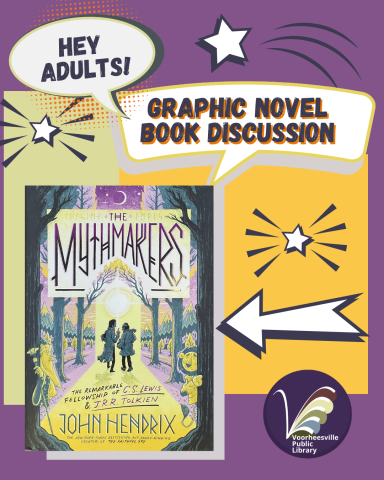 Purple background with cartoon arrow pointing to the book cover
