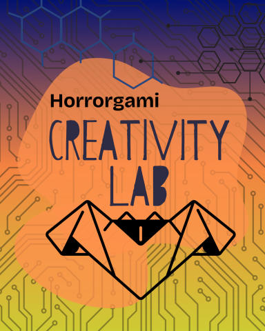 Spooky orange and purple colors with a wire frame black bat for this creativity lab