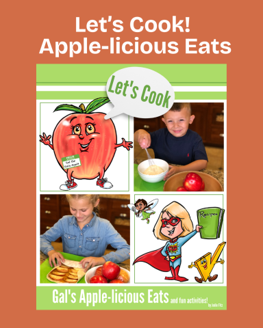 Montage of apples and kids for Jodie Fitz's book cover