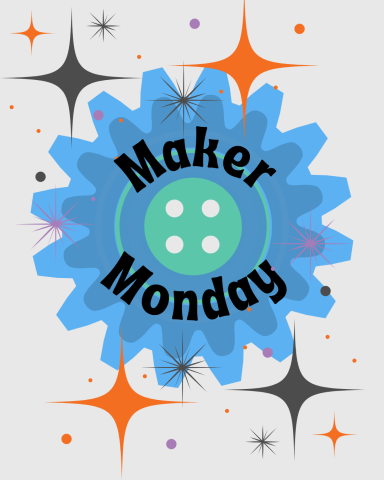 Maker Monday gears with a starry background