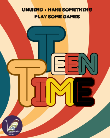 Teen Time with some retro swirls in the background
