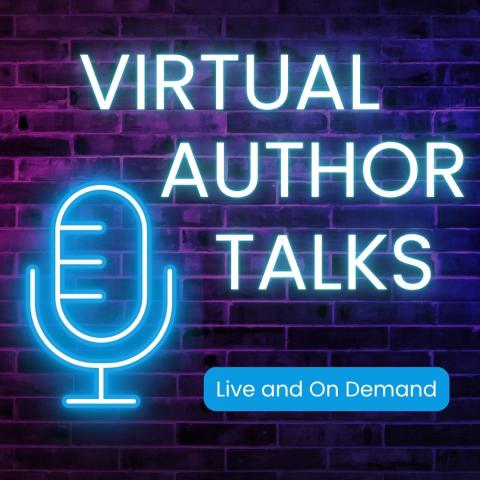 Virtual Author Talks illustration of microphone with neon glow