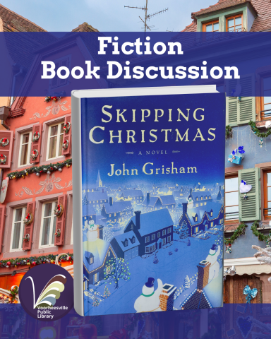 Skipping Christmas book cover with a snowny town and decorated homes