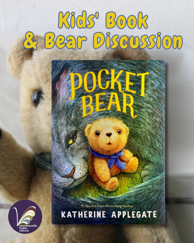 Cute stuffed animal bear on the cover of the book but why is there a cat looking at him?