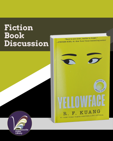 A yellow book cover with just eyes on a geometric background.