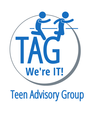 Tag! You're it! logo with two people playing the game of tag.