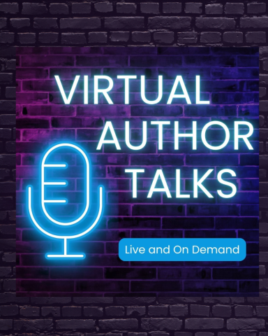 Virtual Author Talks illustration of microphone with neon glow