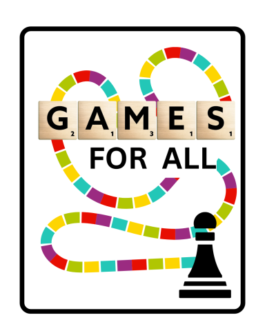 Games for All program title with colorful game path with GAMES spelled out in game tiles.