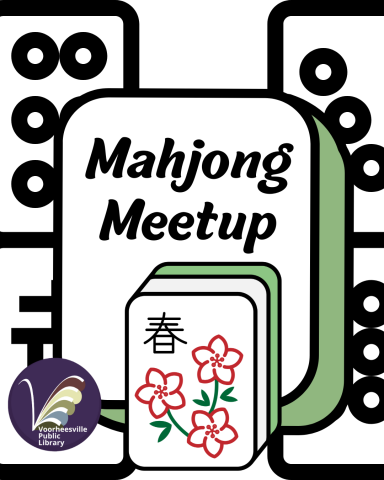 Mahjong decorated tiles with title Mahjong Meetup