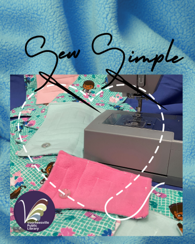 Sew Simple word logo with needle stitches form a heart