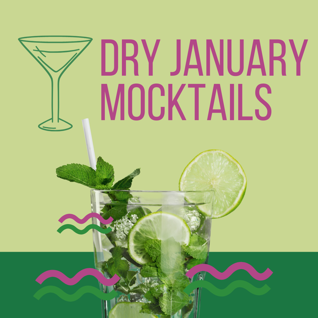 Glass filled with lime and other green herbs for Dry January Mocktails