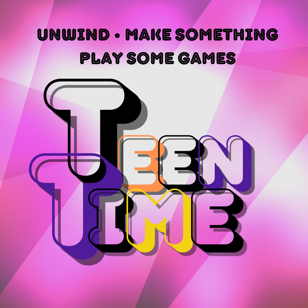 Teen Time letters with a pink striped background