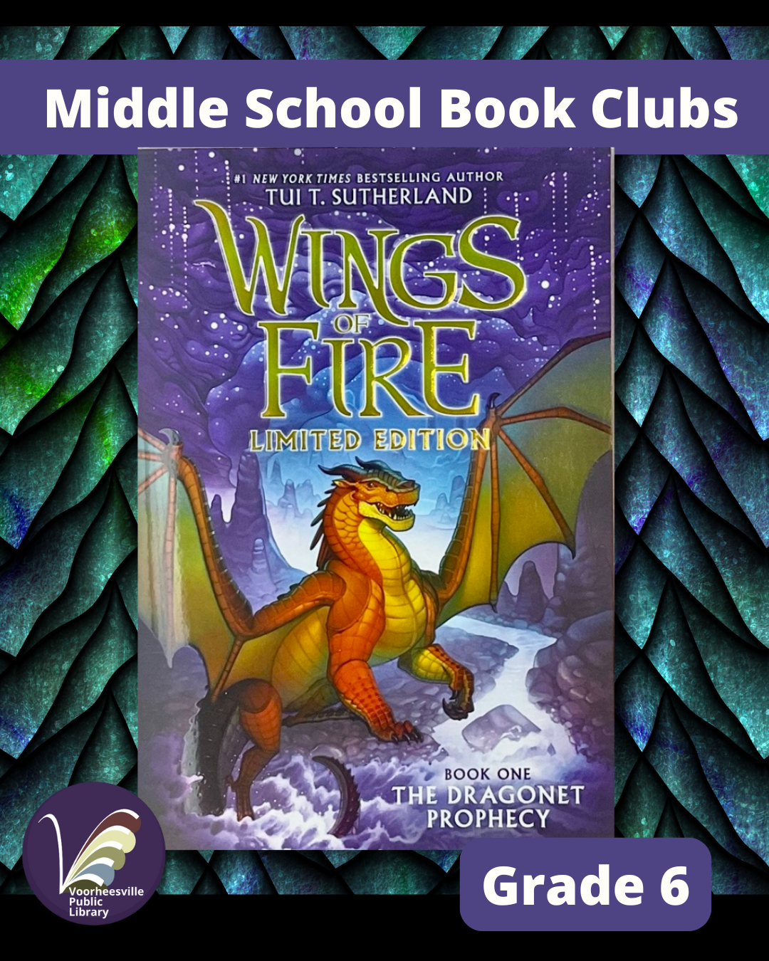 Orange dragon surrounded by purple dragon scales