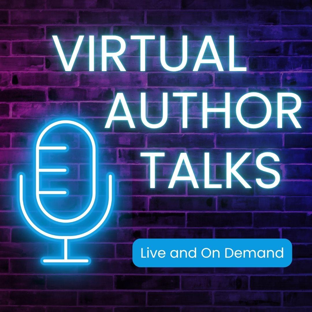 Virtual Author Talks illustration of microphone with neon glow