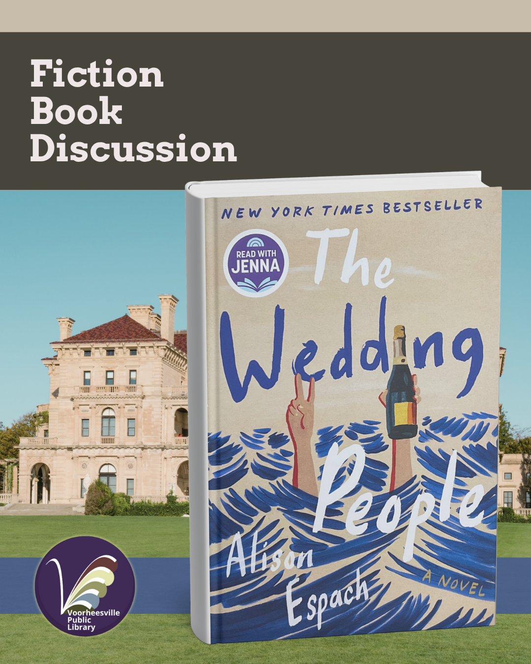 Book cover for the Wedding People with a photo of Newport in the background.